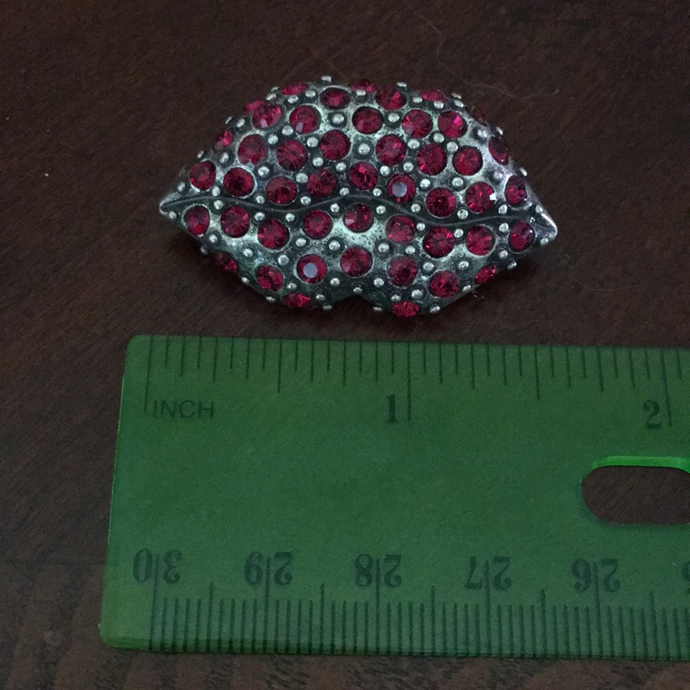 Lips red stone pin